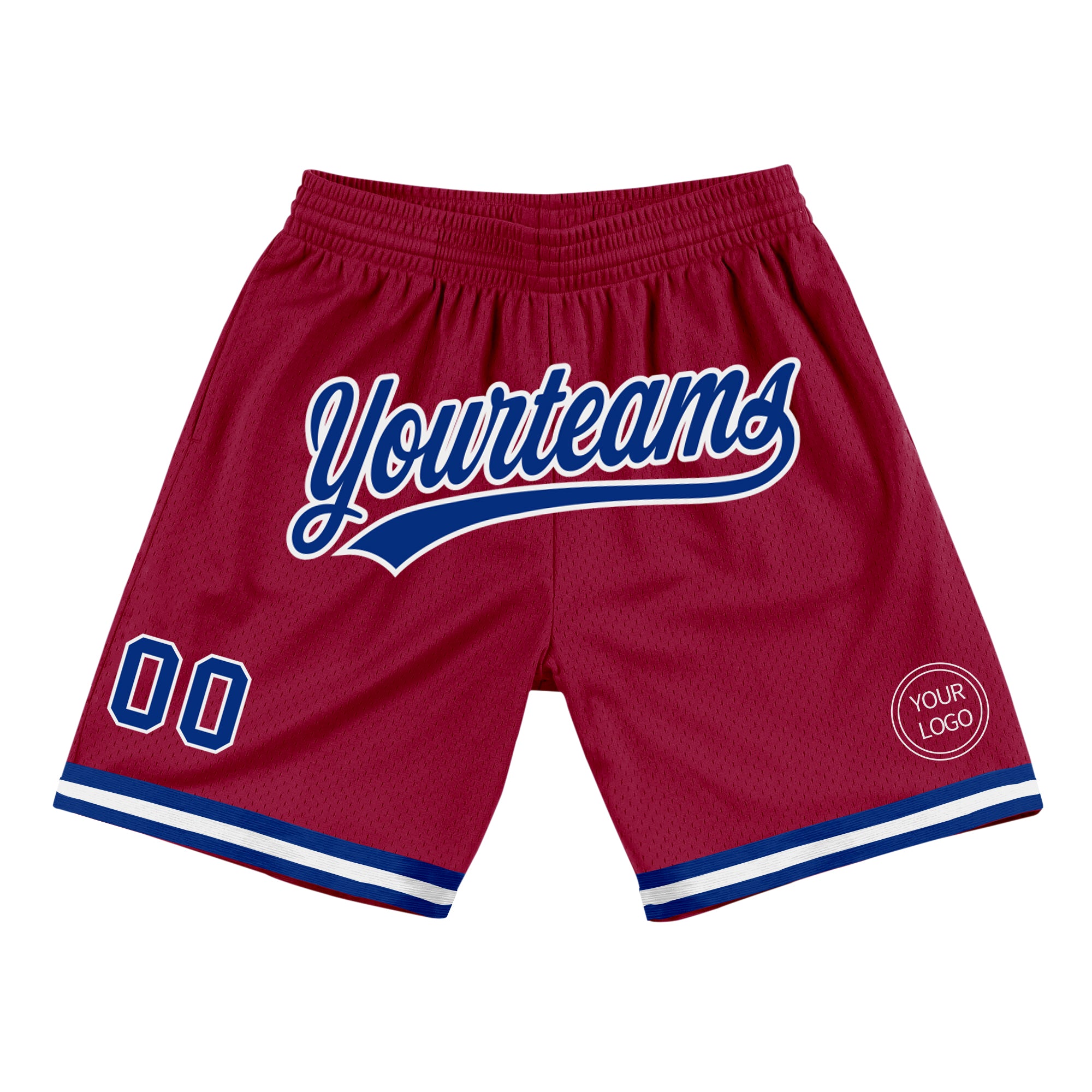 Custom Name and Number Personalized Maroon Royal-White Basketball Shorts Authentic Throwback Style Personalized Maroon Royal-White