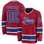 Custom Maroon Hockey Jersey with Royal-White Trim, Personalized Name & Number - Team Apparel Personalized Maroon Royal-White