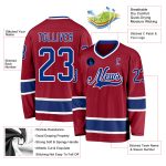 Custom Maroon Hockey Jersey with Royal-White Trim, Personalized Name & Number - Team Apparel Personalized Maroon Royal-White