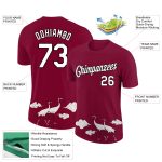Custom Name and Number Performance T-Shirt - 3D Animal Crane Design in Maroon and Black Personalized Maroon White-Black 3D