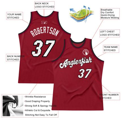 Custom Maroon White-Black Basketball Jersey with Name and Number - Personalized Authentic Throwback Team Jersey Personalized