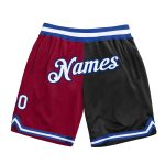 Personalized Authentic Throwback Fashion Basketball Shorts in Maroon, White, and Black Personalized Maroon White-Black Authentic