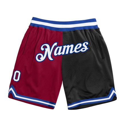 Personalized Authentic Throwback Fashion Basketball Shorts in Maroon, White, and Black Personalized Maroon White-Black Authentic