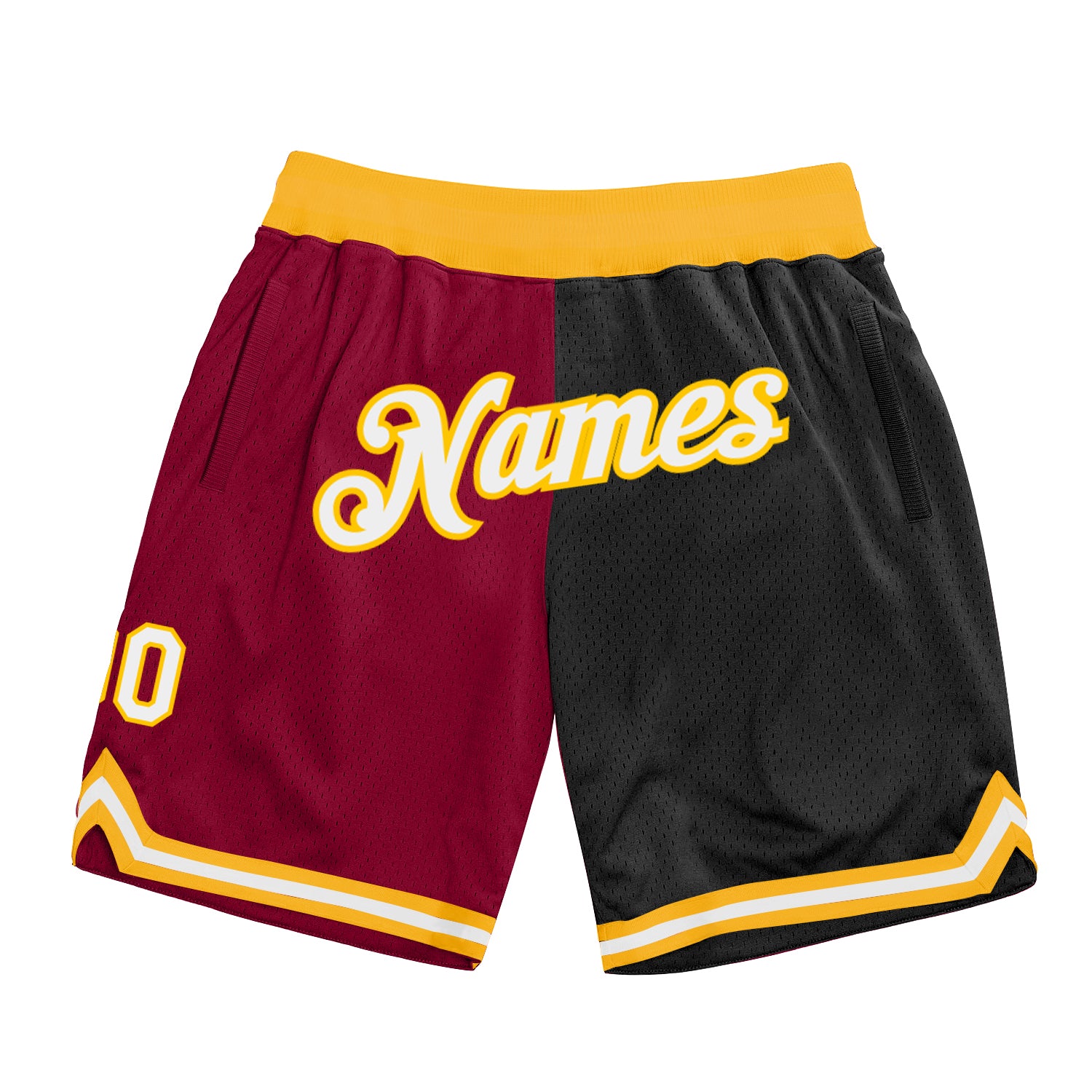 Custom Team Basketball Shorts with Name and Number - Maroon White-Black Authentic Throwback Split Fashion Personalized Maroon