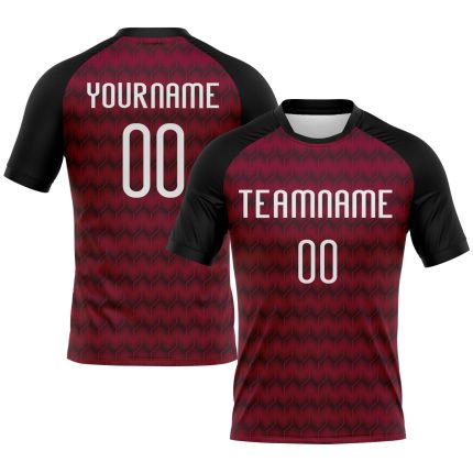 Custom Volleyball Jersey with Personalized Name and Number, Maroon White-Black Geometric Design Personalized Maroon White-Black