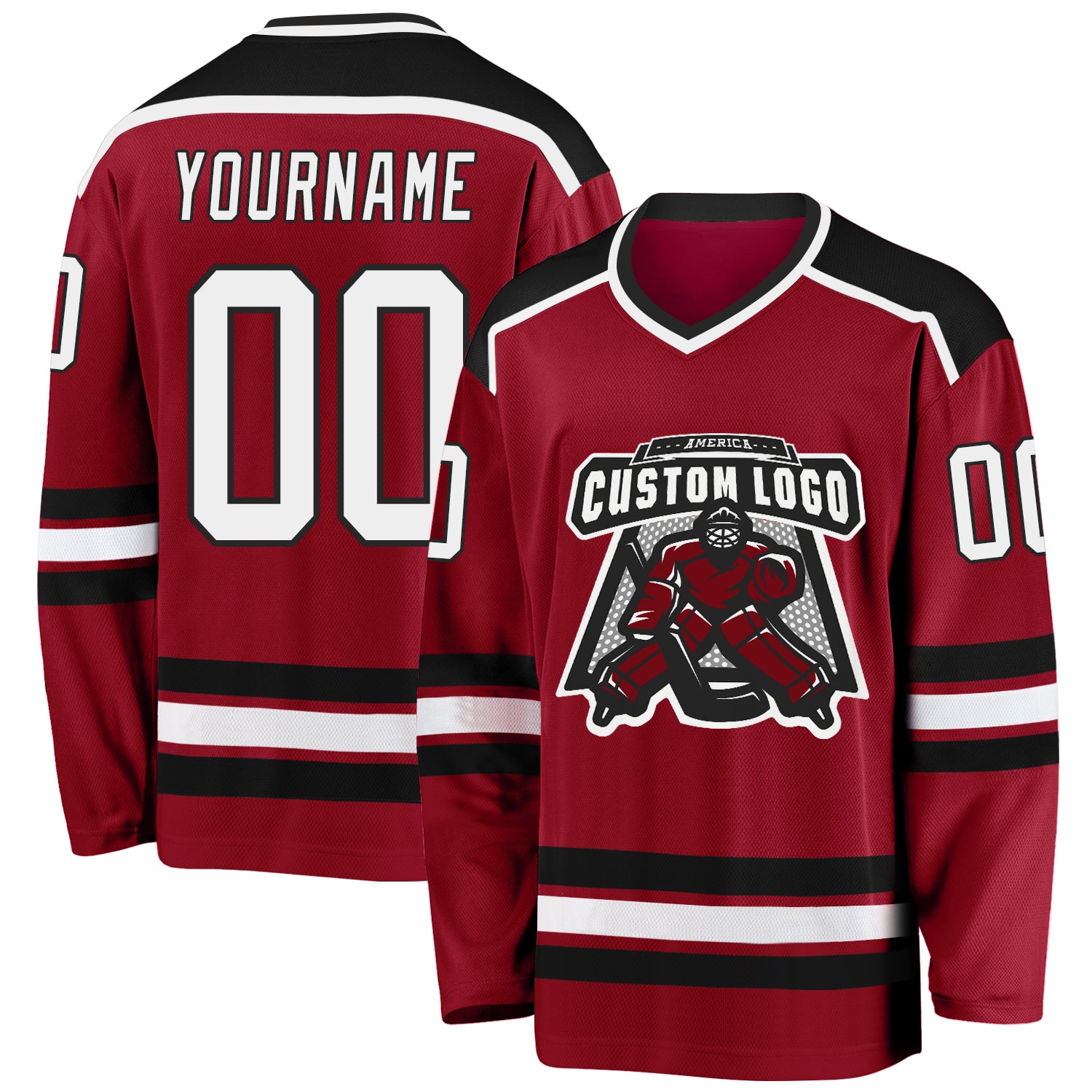Personalized Maroon White Black Hockey Jersey for Men and Women - Custom Sports Apparel Personalized Maroon White-Black Hockey