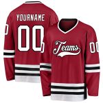 Custom Name Number Maroon Hockey Jersey - Personalized Team White Black Jersey Personalized Maroon White-Black Hockey Jersey