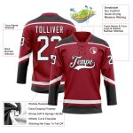 Custom Name and Number Hockey Lace Neck Jersey, Personalized Maroon and Black Team Jersey Personalized Maroon White-Black