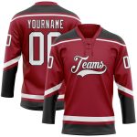 Custom Name and Number Hockey Lace Neck Jersey, Personalized Maroon and Black Team Jersey Personalized Maroon White-Black