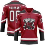 Custom Name and Number Hockey Lace Neck Jersey, Personalized Maroon and Black Team Jersey Personalized Maroon White-Black
