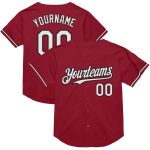 Custom Name and Number Authentic Throwback Baseball Jersey - Personalized Maroon White-Black Mesh Team Jersey Personalized