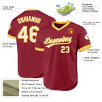 Custom Name Number Authentic Maroon White-Gold Baseball Jersey - Personalized Throwback Team Apparel Personalized Maroon