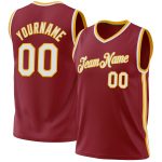 Personalized Maroon White Gold Throwback Basketball Jersey - Authentic Design Personalized Maroon White-Gold Authentic Throwback