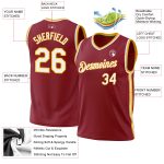 Personalized Maroon White Gold Throwback Basketball Jersey - Authentic Design Personalized Maroon White-Gold Authentic Throwback