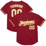 Custom Maroon White Gold Baseball Jersey with Personalized Name & Number - Authentic Throwback Design Personalized Maroon