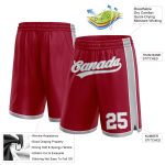 Custom Maroon Basketball Shorts with Name and Number - Authentic Gray-White Team Gear Personalized Maroon White-Gray Authentic