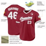 Custom Name Number Authentic Throwback Baseball Jersey Maroon White Gray - Personalized Team Apparel Personalized Maroon