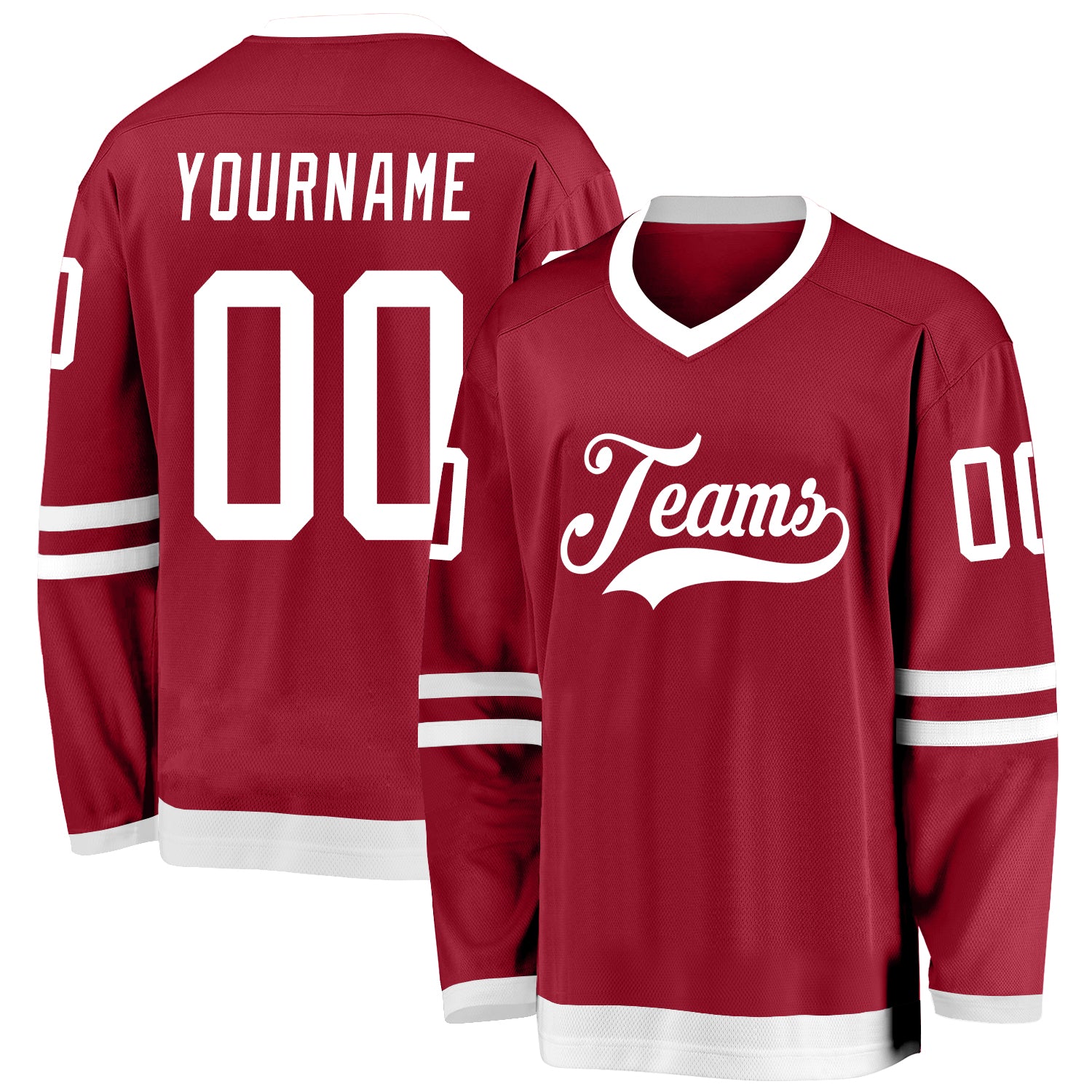 Custom Maroon White Hockey Jersey with Personalized Name and Number - Team Apparel Personalized Maroon White Hockey Jersey