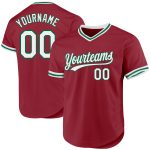 Custom Throwback Baseball Jersey with Personalized Name & Number - Maroon White Kelly Green Personalized Maroon White-Kelly