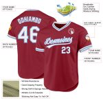 Custom Name Number Authentic Throwback Baseball Jersey - Personalized Maroon White-Light Blue Team Colors Personalized Maroon