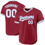 Custom Name Number Authentic Throwback Baseball Jersey - Personalized Maroon White-Light Blue Team Colors Personalized Maroon
