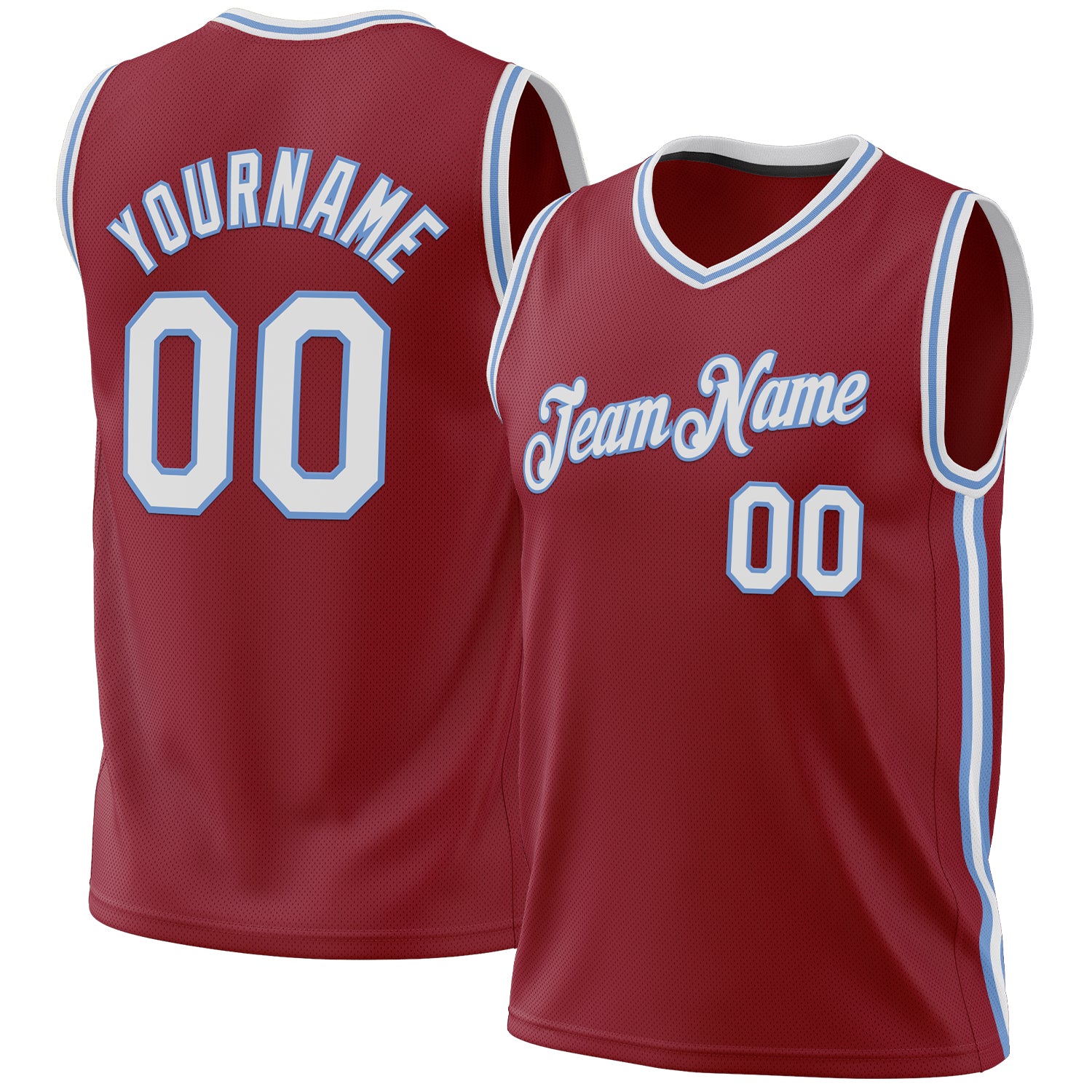 Personalized Authentic Throwback Basketball Jersey Maroon White Light Blue Personalized Maroon White-Light Blue Authentic