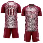 Custom Name Number Soccer Jersey Personalized Maroon White Lines Sublimation Team Uniform Personalized Maroon White Lines