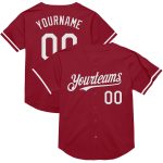 Custom Name & Number Authentic Baseball Jersey - Personalized Maroon White Mesh Throwback Design Personalized Maroon White