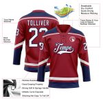 Custom Team Name and Number Hockey Jersey in Maroon White-Navy Lace Neck Design Personalized Maroon White-Navy Hockey Lace
