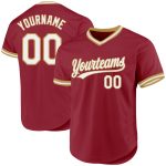 Custom Team Baseball Jersey with Personalized Name and Number - Maroon and White Old Gold Authentic Throwback Personalized