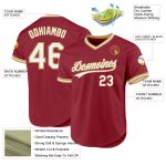 Custom Team Baseball Jersey with Personalized Name and Number - Maroon and White Old Gold Authentic Throwback Personalized