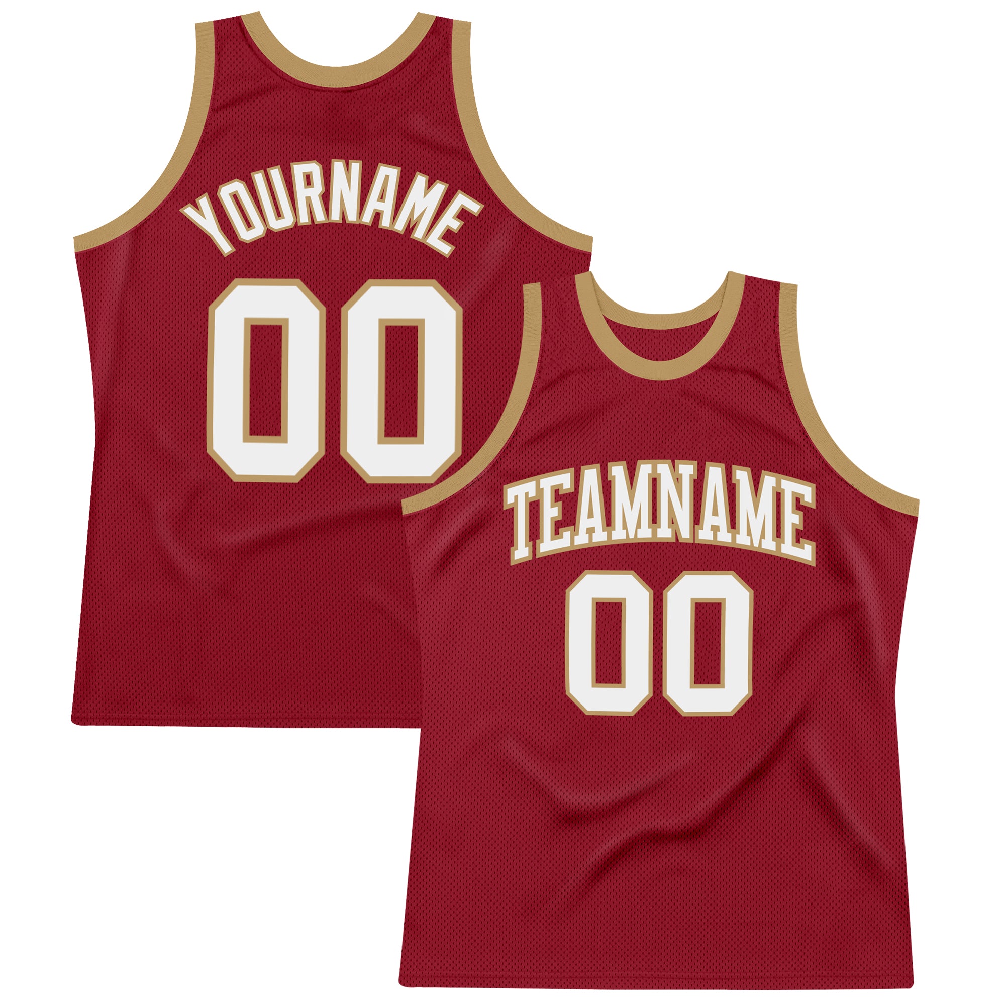Custom Team Basketball Jersey with Personalized Name and Number - Maroon/White/Old Gold Authentic Throwback Design Personalized