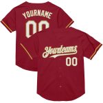 Custom Name Number Personalized Baseball Jersey - Maroon White Old Gold Mesh Authentic Throwback Personalized Maroon White-Old