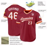 Custom Name Number Authentic Throwback Baseball Jersey Maroon White Orange - Personalized Team Jersey Personalized Maroon