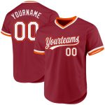 Custom Name Number Authentic Throwback Baseball Jersey Maroon White Orange - Personalized Team Jersey Personalized Maroon
