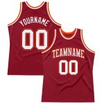Personalized Maroon Orange White Throwback Basketball Jersey - Authentic Design Personalized Maroon White-Orange Authentic