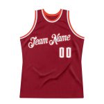Custom Name Number Personalized Authentic Basketball Jersey Maroon White-Orange Throwback Team Style Personalized Maroon