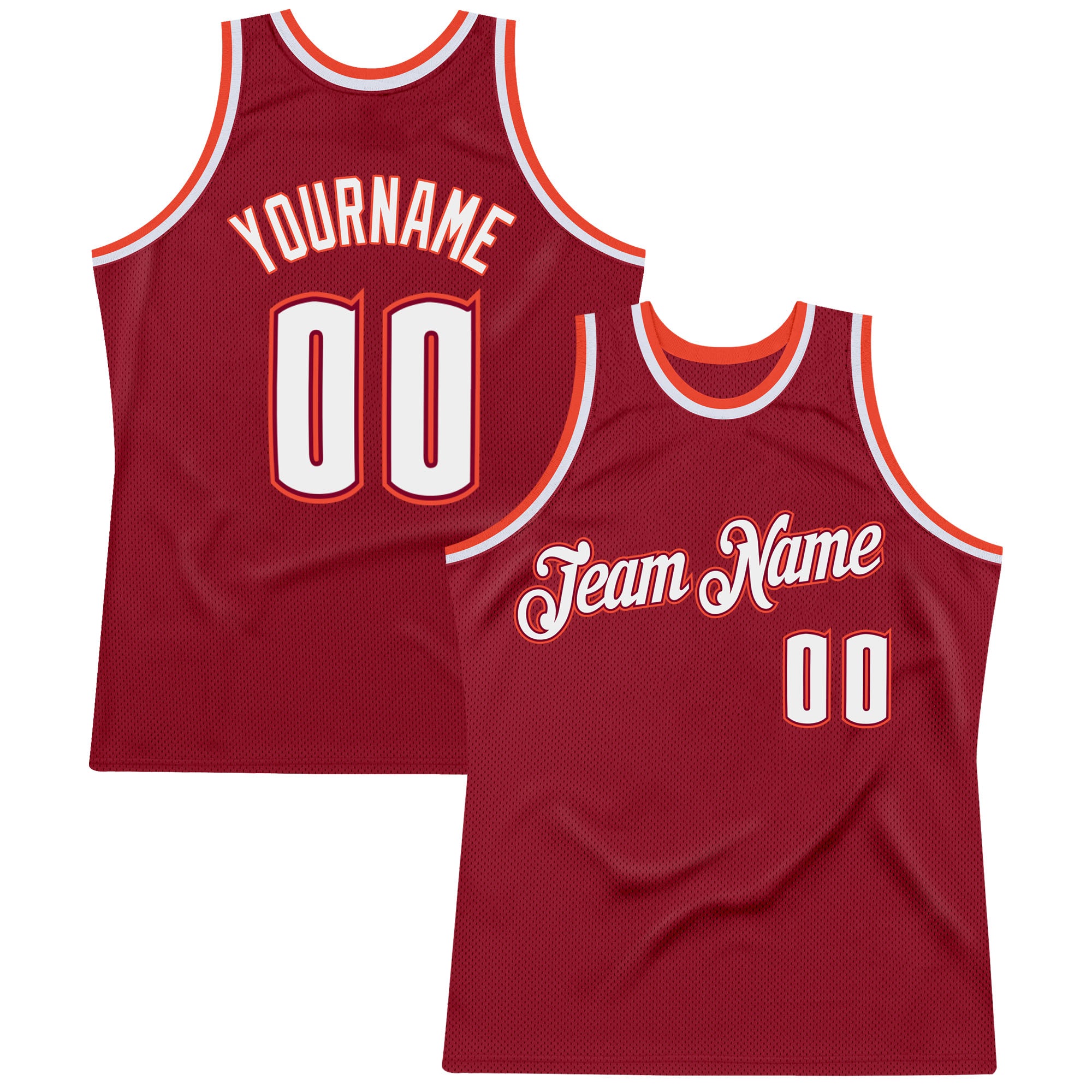 Custom Name Number Personalized Authentic Basketball Jersey Maroon White-Orange Throwback Team Style Personalized Maroon