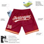 Custom Maroon White Orange Throwback Basketball Shorts Authentic Design Personalized Maroon White-Orange Authentic Throwback