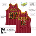 Custom Name and Number Basketball Jersey - Authentic Maroon White Pinstripe Black-Gold Design Personalized Maroon White Pinstripe