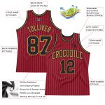 Custom Name Number Maroon White Pinstripe Basketball Jersey - Authentic Black-Old Gold Team Apparel Personalized Maroon White
