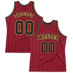 Custom Name Number Maroon White Pinstripe Basketball Jersey - Authentic Black-Old Gold Team Apparel Personalized Maroon White