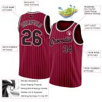 Custom Name Number Basketball Jersey - Personalized Maroon White Pinstripe Authentic Black White Design Personalized Maroon