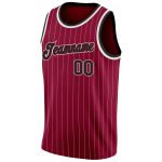Custom Name Number Basketball Jersey - Personalized Maroon White Pinstripe Authentic Black White Design Personalized Maroon