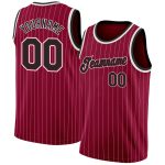 Custom Name Number Basketball Jersey - Personalized Maroon White Pinstripe Authentic Black White Design Personalized Maroon