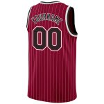 Custom Name Number Basketball Jersey - Personalized Maroon White Pinstripe Authentic Black White Design Personalized Maroon