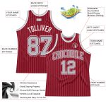 Custom Personalized Basketball Jersey - Maroon White Pinstripe Gray with Team Name & Number Personalized Maroon White Pinstripe