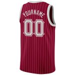 Custom Name and Number Authentic Basketball Jersey - Maroon White Pinstripe Gray White Personalized Maroon White Pinstripe