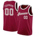 Custom Name and Number Authentic Basketball Jersey - Maroon White Pinstripe Gray White Personalized Maroon White Pinstripe