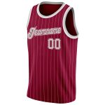 Custom Name and Number Authentic Basketball Jersey - Maroon White Pinstripe Gray White Personalized Maroon White Pinstripe